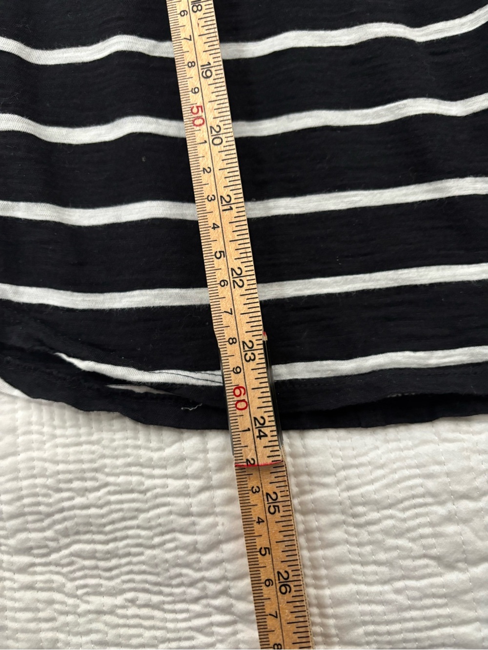 LOFT Black and White Striped V-Neck Short Sleeve Tee - Picture 5 of 7